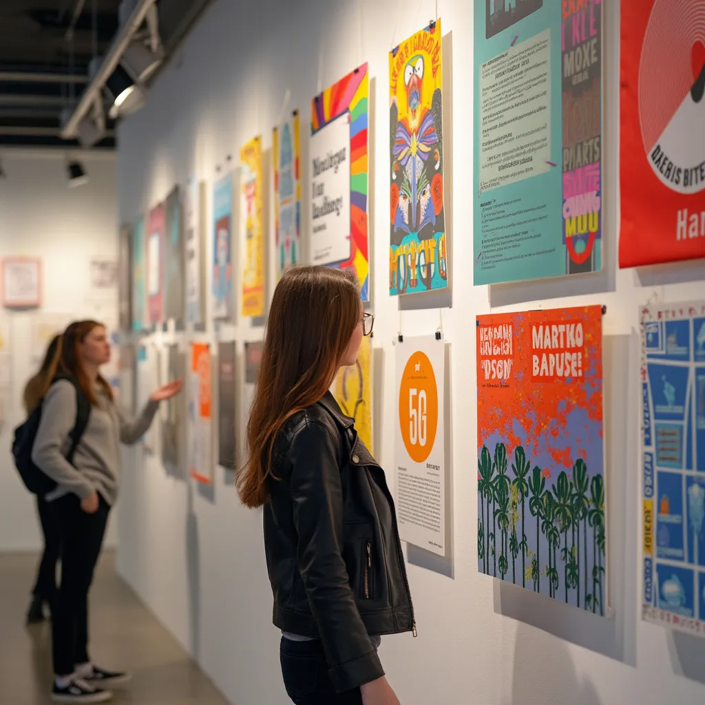 Exhibición de trabajos de estudiantes en la galería de DiseñoAR